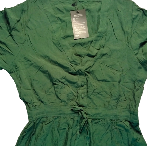 Boho Maxi Short Sleeve V Neck Ruffle Trim High Waisted Flowy Tiered Party Dress - Picture 3 of 8